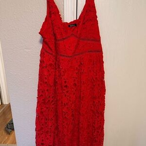 Boohoo Red Lace Dress